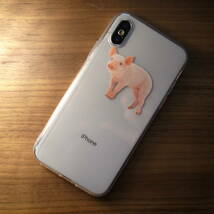 SALE 子ブタ iPhone クリア ケース iPhoneX iPhoneXs サイズ対応 Type B 透明 豚 ぶた_画像2
