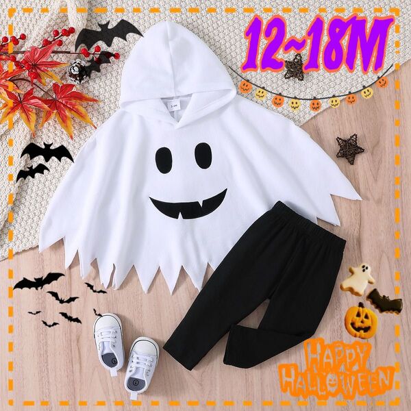 ハロウィン コスチューム キッズ おばけ マント ポンチョ コスプレ セットアップ 70 80 ベビー