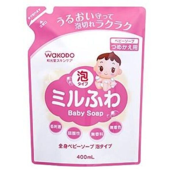 ミルふわ 全身ベビーソープ 泡タイプ 詰め替え用(400mL) ベビー用全身シャンプー 送料込みお買い得