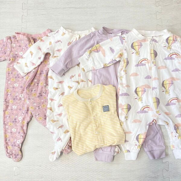 長袖 カバーオール 5枚 50 60 70 H&M anko 西松屋 ロンパース ベビー服 女の子 まとめ売り