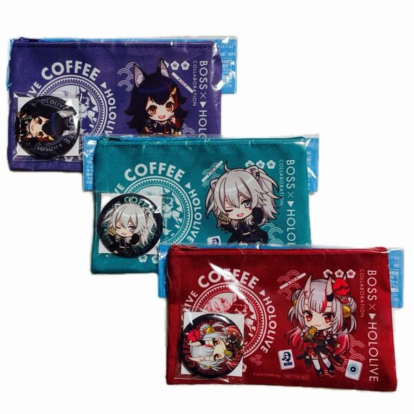 ホロライブ×BOSS缶バッジ&ポーチ全3種セット