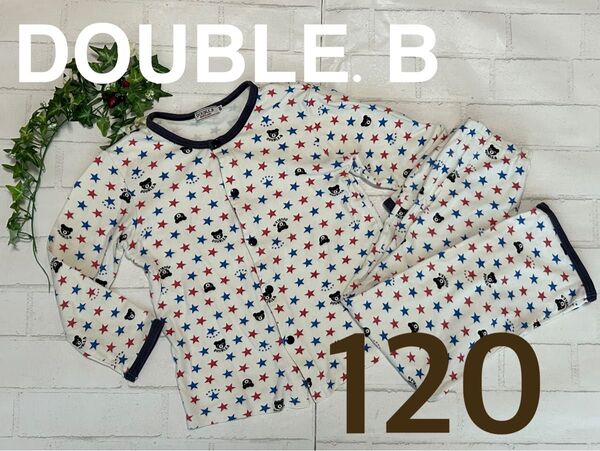 DOUBLE.B+120+Bくん+パジャマ+長袖+白+星+110 キッズ 子供