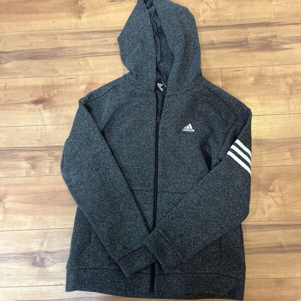 adidas ジップアップパーカー グレー