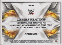 WWE La Sombra ANDRADE CIEN ALMAS AUTO 2019 Topps Undisputed Autograph /120 枚限定 アンドラーデ ラ・ソンブラ 直筆 サイン プロレス_画像2