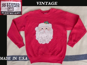 80s 90s ビンテージ Lee アメリカ USA製 sturdy サンタクロース sweat アップリケ刺繍 vintage クリスマス