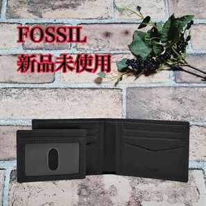 新品 FOSSIL フォッシル 三つ折り財布 財布 レザー ブラック