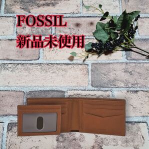 新品 FOSSIL フォッシル 三つ折り財布 財布 レザー ブラウン