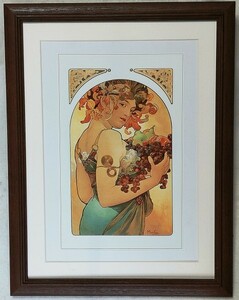 Art Auction ● Mucha Frutas y Flores (Frutas) Reproducción offset, con marco de madera, Cómpralo ahora ●, obra de arte, cuadro, retrato