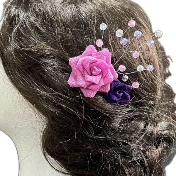 髪飾り かんざし つまみ細工 薔薇 卒業式 成人式 七五三 浴衣 ハンドメイド ワイヤークラフト パッチン留 コサージュクリップ
