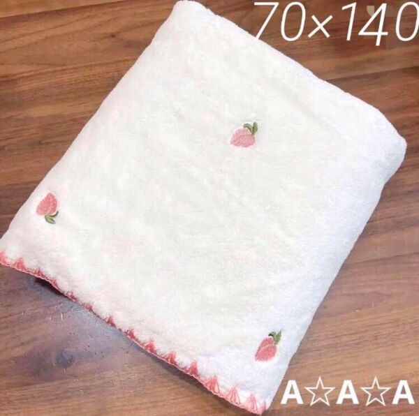 【新品】桃の刺繍ファーブランケット ピンク ホワイト 韓国イブル 70×140cm