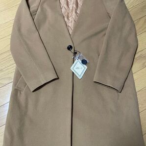 キャメル Vネック ノーカラーコート