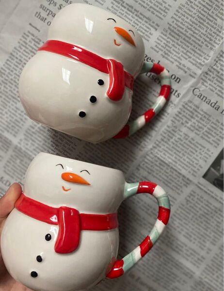 新品 ペアマグカップ クリスマス スノーマン フライングタイガー 雪だるま