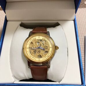 腕時計 メンズ 自動巻き アナログ時計 防水 高級 スケルトン 男性 機械式 おしゃれ 革ベルト 紳士 ブラウン