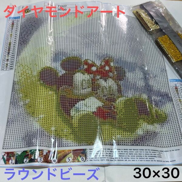 ダイヤモンドアート ラウンドビーズ 30×30 ミッキー ミニー 三日月