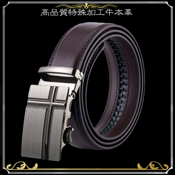 【茶】【D】 穴なし 無段階調整ベルト ゴルフベルト 人気の オートロック 式 ベルト メンズ 革 ジーンズ ビジネスベルト