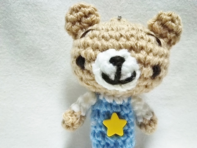 *房间183*Amigurumi*米色小熊(浅蓝色)*手工制作*手工制作*球链*星星*黄色*, 玩具, 游戏, 毛绒玩具, 阿米古鲁米
