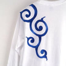 手描き唐草柄袖リブロングTシャツ XS ホワイト 長袖 秋冬 白　和柄　和風_画像4