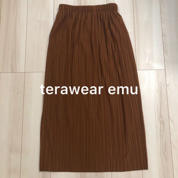 美品 terawear emu しまむら プリーツスカート M ウエストゴム