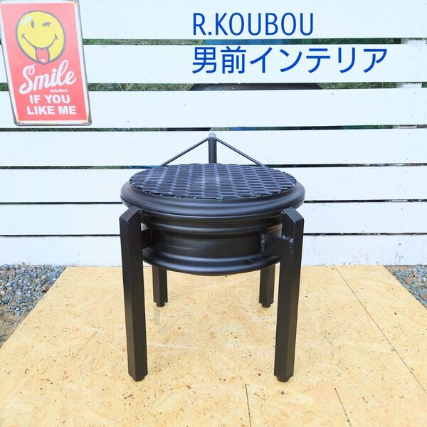 焚き火台 鉄チン ホイール キャンプ アウトドア 可動式 ロストル