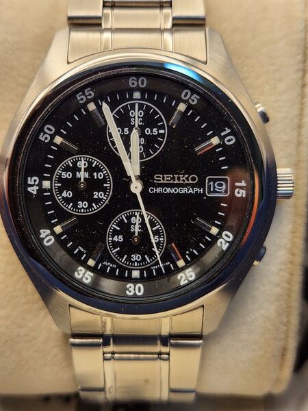 SEIKO CHRONOGRAPHクオーツ 黒文字盤