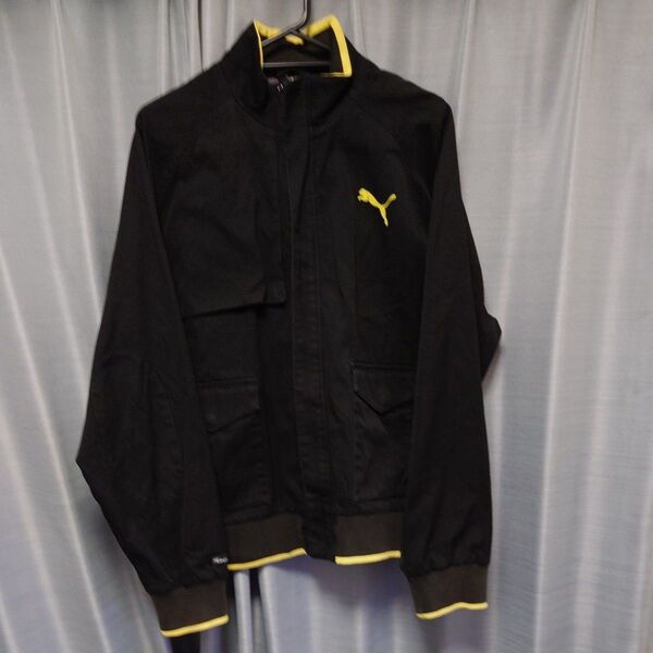 PUMA ライダースジャケット ブルゾン 黒黄 XL 着丈79cm 身幅69cm リバーシブル