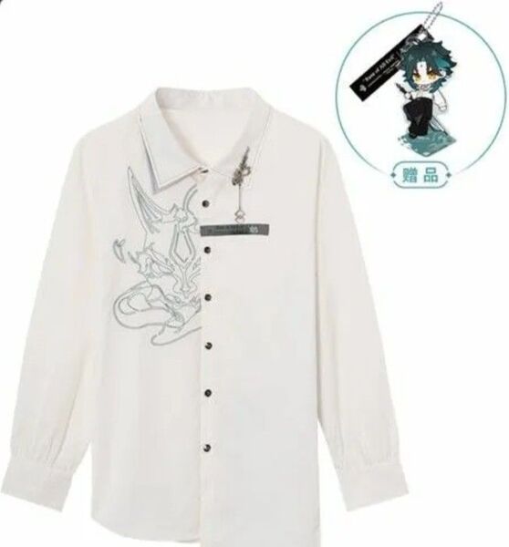 【新品未開封品】原神 シャツ ホワイト XL アクスタ特典付き Tシャツ 白 半袖