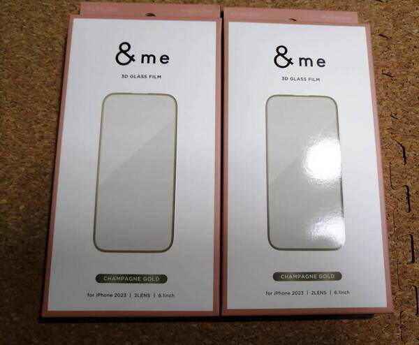 【2枚】エレコム iPhone 15 &me ガラスフィルム フレーム付き 高透明 保護フィルム シャンパンゴールド PM-A23AFLGFGD 4549550288309
