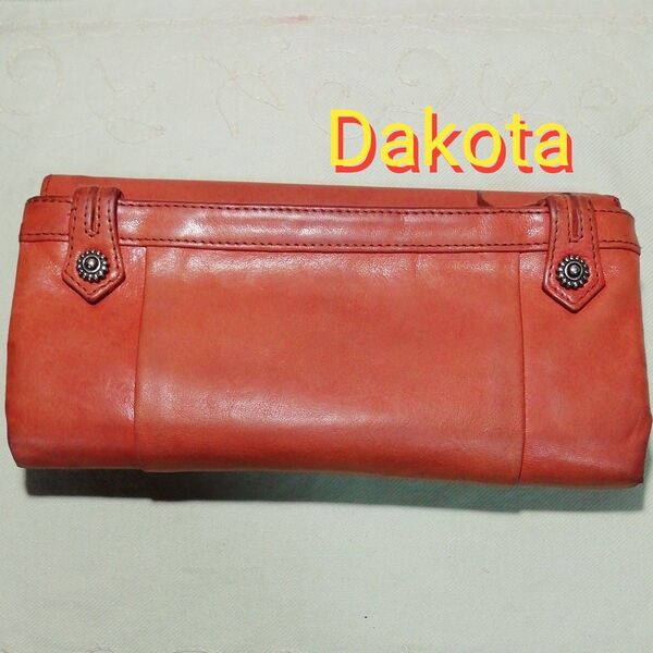 【USED】2つ折り長財布 Dakota ダコタ 本革 レザー キャメル ロングウォレット