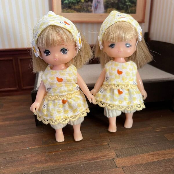 M2422 ミキちゃんマキちゃん 黄色ハート柄 パジャマセット