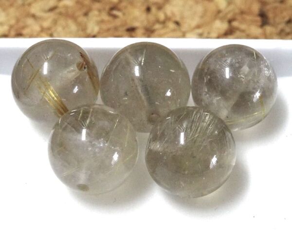 訳あり5粒★ルチルクオーツ●10mm●天然石10-4(現物)