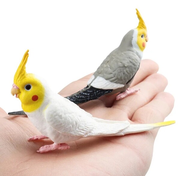 鳥の置物 オカメインコ ミニチュア フィギュア 2色Aセット 鳥の雑貨 HANAKO