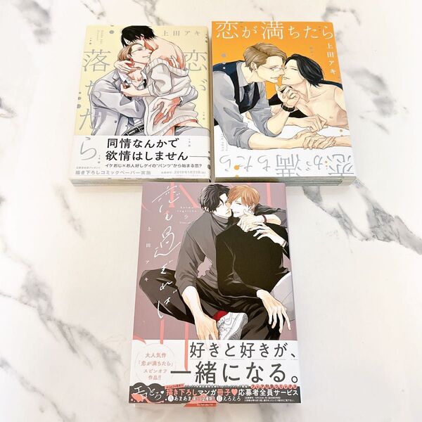★上田アキ先生3冊セット★恋が落ちたら 恋が満ちたら 恋も過ぎれば BL BLコミック BL新刊
