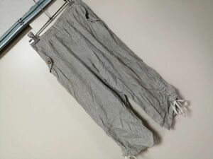 jjyk8-133 # cropped pants height pants # bottoms waist rubber stripe khaki green × white M size about 