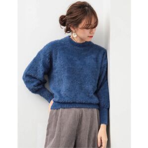 earth music&ecology マットシャギーニット BLUE