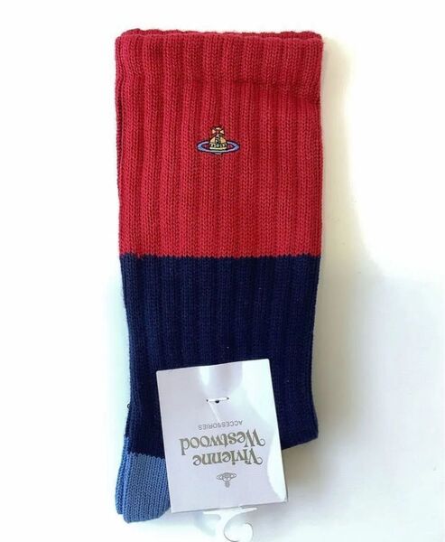新品★ヴィヴィアンウエストウッド★バイカラー ルーズソックス/リブクルーソックス★オーブ