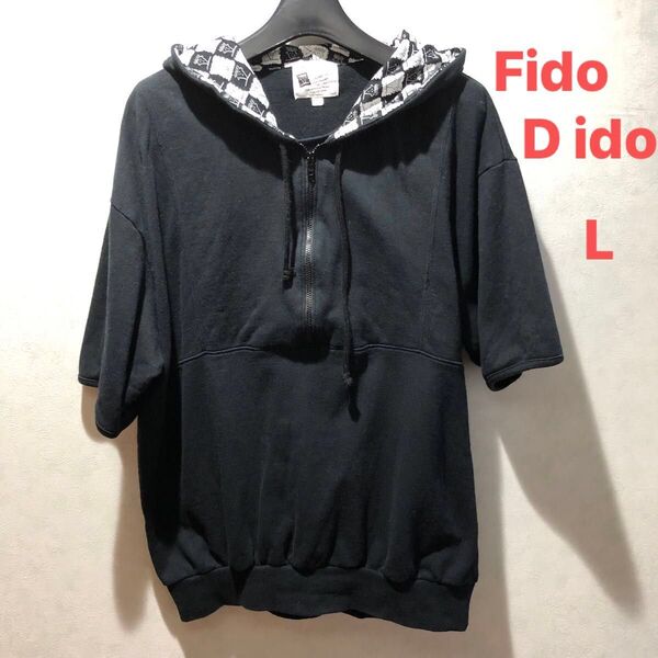 値下げ! 90s レナウンFido Dido ハーフジップ半袖パーカー Lブラック