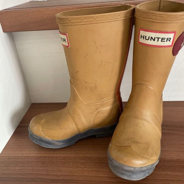 HUNTER イエローベージュ 長靴 UK24 14〜14.5cm
