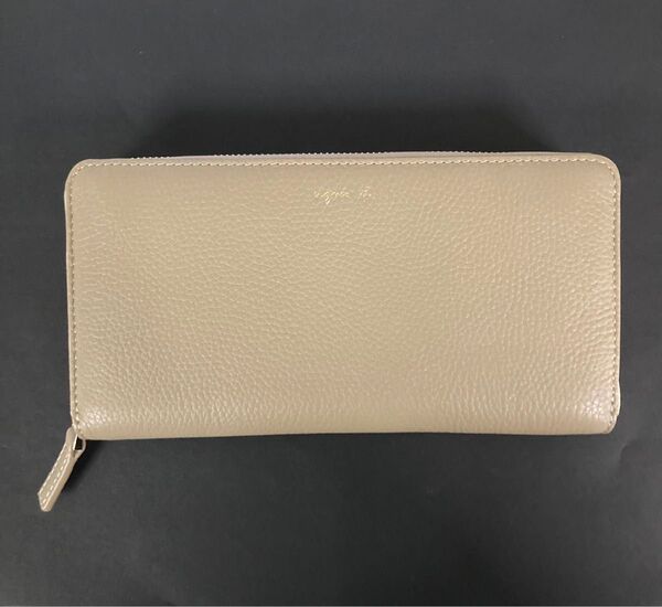 ロングウォレット ラウンドファスナー 財布 長財布 アニエスベー ボヤージュ ユニセックス ウォレット ベージュ レザー