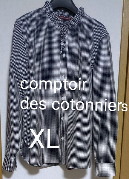 COMPTOIR DES COTONNIERSコットンストレッチフリルシャツXL