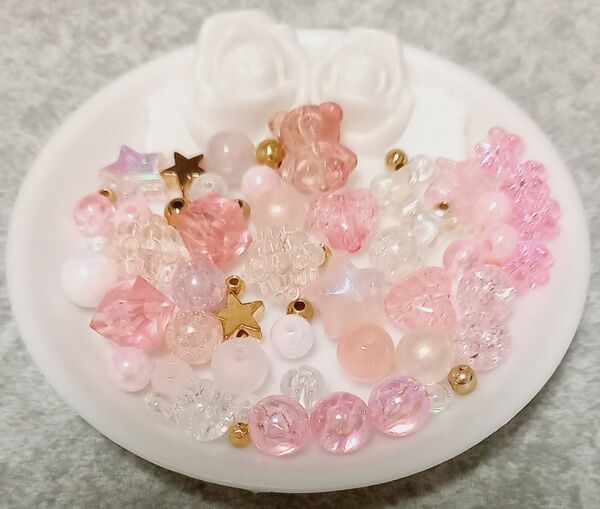 推活 ビーズ小 ピンク系③ キーホルダー