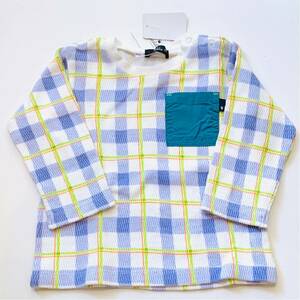 [ new goods unused ] Caldia 90cm waffle ka Rudy a cut and sewn tops long T long sleeve check neon purple pocket lovely 