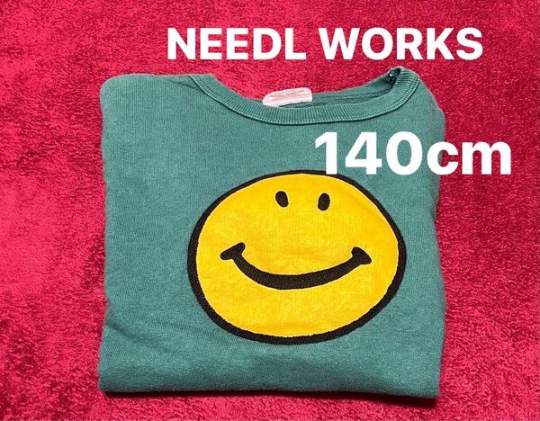 NEEDLE WORKS スマイリーフェイス トレーナー Sサイズ 緑色 スウェット
