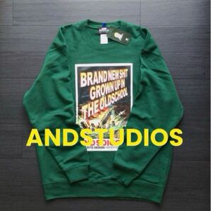 AND STUDIOS コットン100% グリーン スウェット FREEサイズ