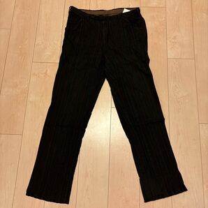 ppcm ストライプ柄 ストレートシルエット 薄手パンツ ブラウン レア スラックス ストライプ パンツ ギャルソン