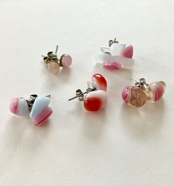ハンドメイド ピアス ガラス製 5個セット ③