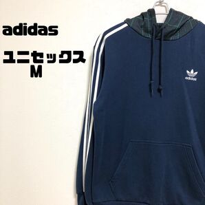 adidas アディダス 3本線 プルオーバー パーカー Mサイズ