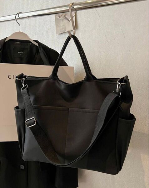 大容量 トートバッグ ショルダーバッグ 2way キャンバス イブル 秋冬 通勤通学 ビジネス ハンドバッグ 肩紐つき 斜めがけ