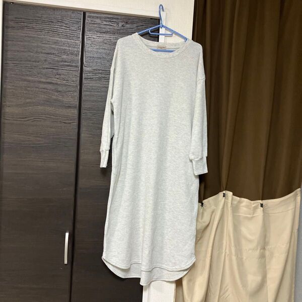 試着のみ美品 ワッフル生地サマンサモスモスsamansa mos2長袖ゆったりロングワンピース着丈115身幅55 レディース秋冬物