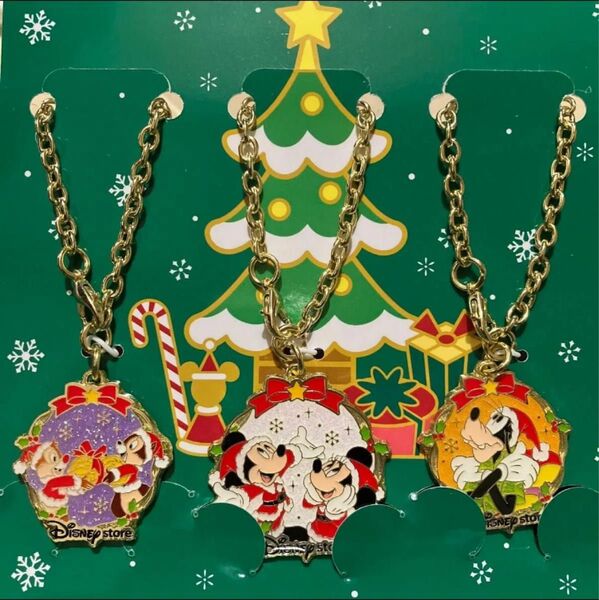 2023 ディズニーストア クリスマス チャーム オンライン限定柄 ミッキー&ミニー チップ&デール グーフィー 3個セット