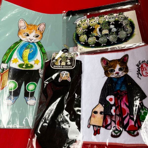 ヒグチユウコ 将棋会館限定品 コラボグッズ 4点セット クリアファイル ポストカードセット 靴下 タオルハンカチ